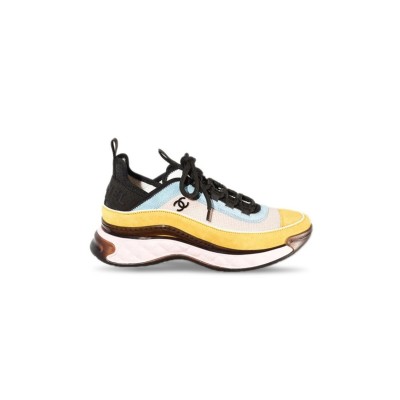 CHANEL SNEAKERS FABRIC & SUEDE CALFSKIN LIGHT BEIGE, YELLOW & LIGHT BLUE G39070 Y55826 K4286